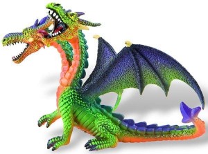 Figurina Dragon verde cu 2 capete