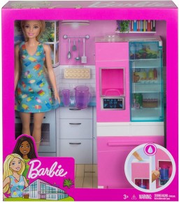 Barbie set mobilier bucatarie cu papusa blonda