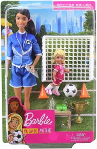 Barbie papusa cariere set sport antrenor de fotbal bruneta